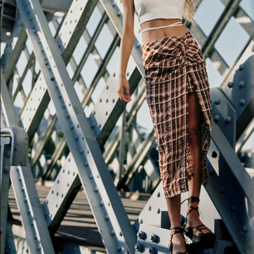 Zara brown slit skirt